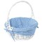 Vintiquewise White Round Willow Gift Basket, with Blue and White Gingham Liner and Handles, Small QI004550BL.S - alternate 1